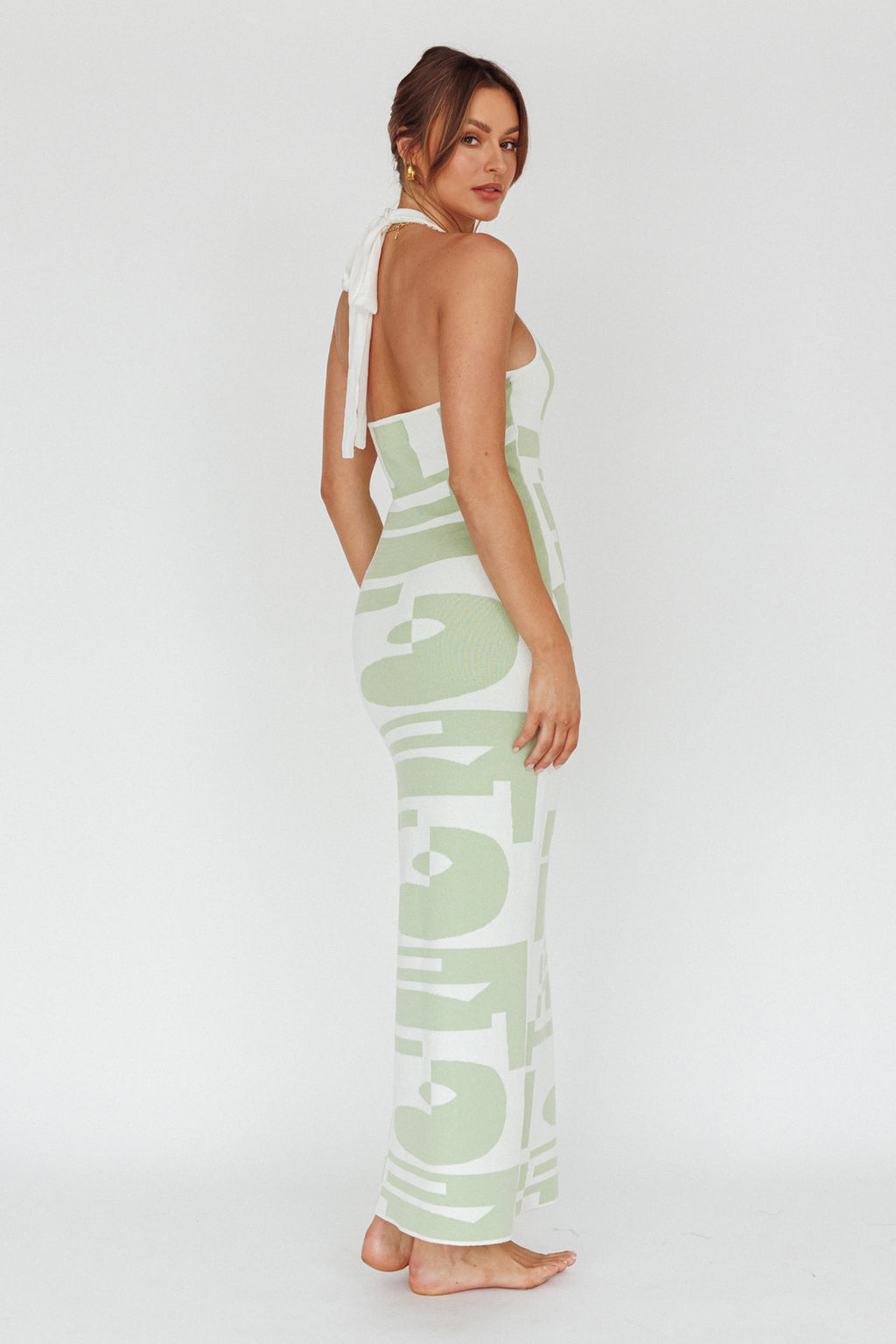 Desert Daze Halterneck Knit Dress Sage by Selfie Leslie Australia