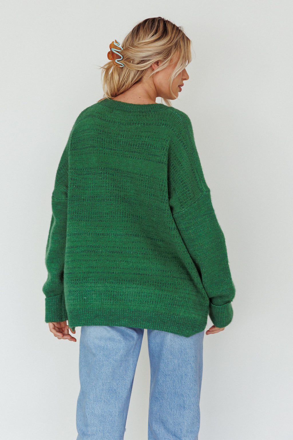 Kayce Dropped Shoulder Knit Sweater Green by Selfie Leslie Australia