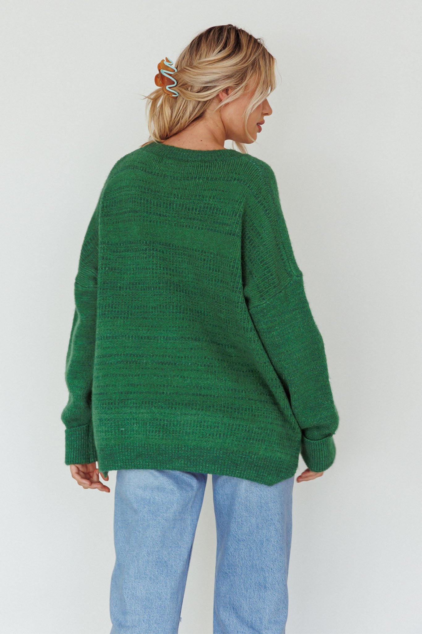 Kayce Dropped Shoulder Knit Sweater Green by Selfie Leslie Australia