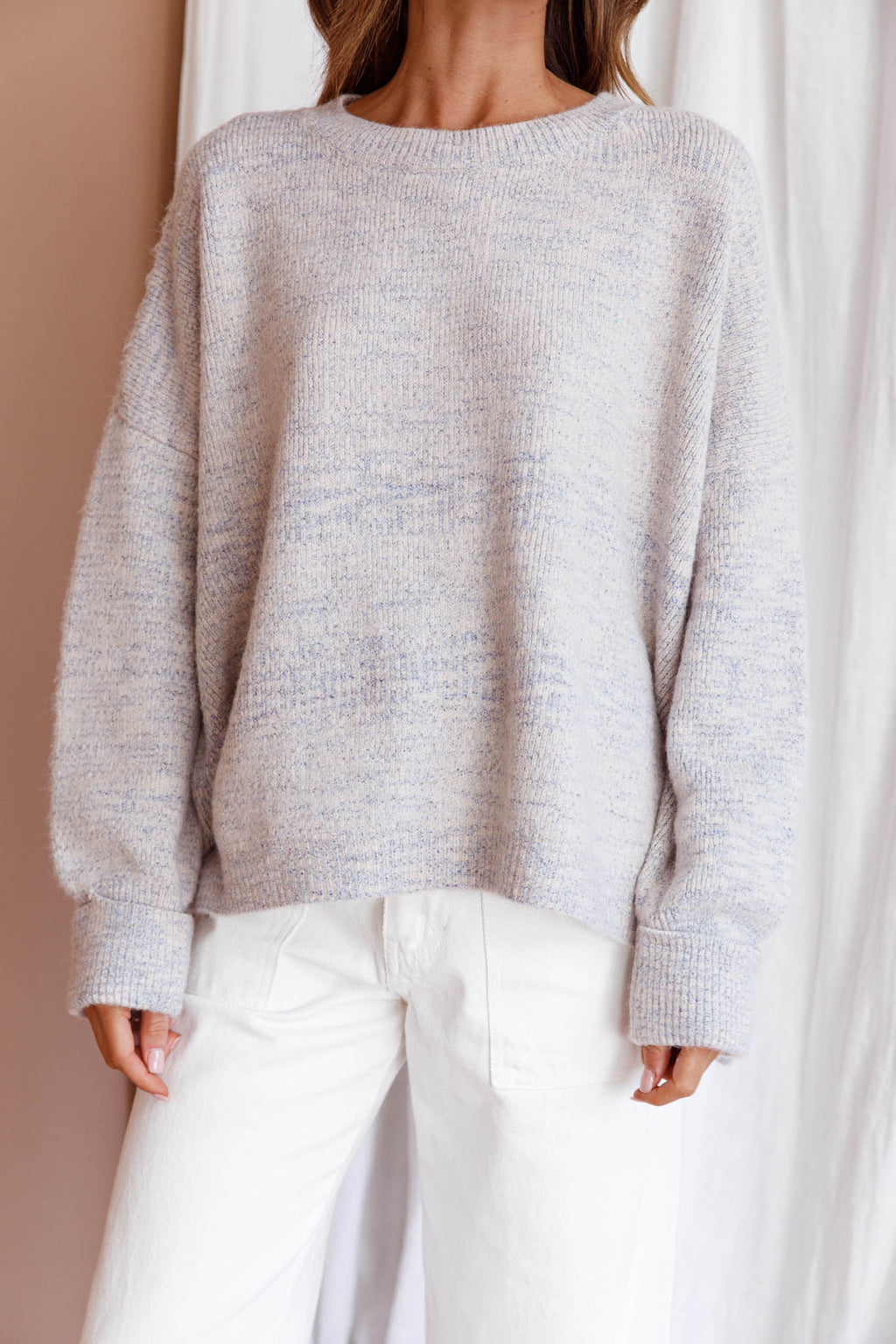 Kayce Dropped Shoulder Knit Sweater Grey by Selfie Leslie Australia