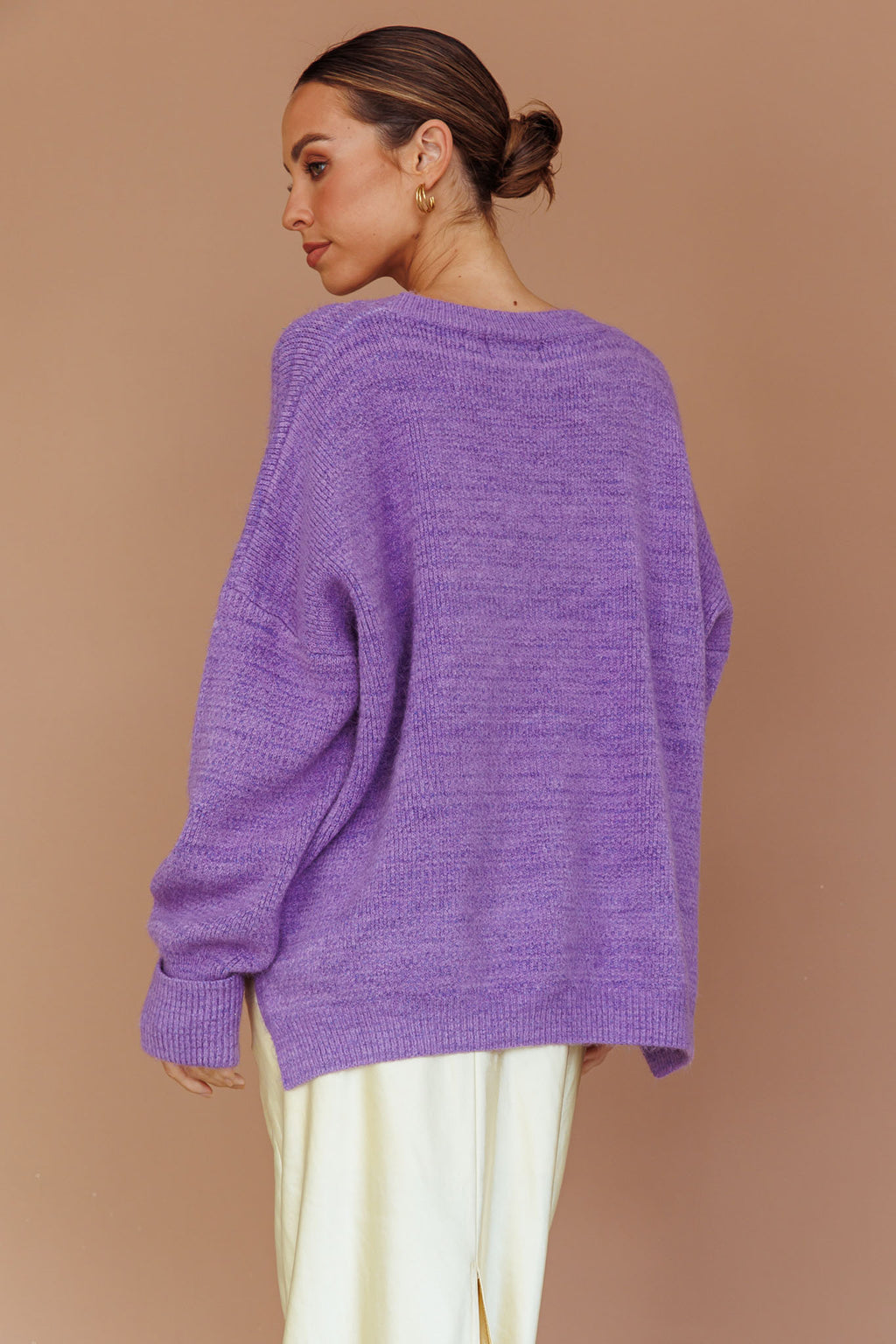 Kayce Dropped Shoulder Knit Sweater Purple by Selfie Leslie Australia