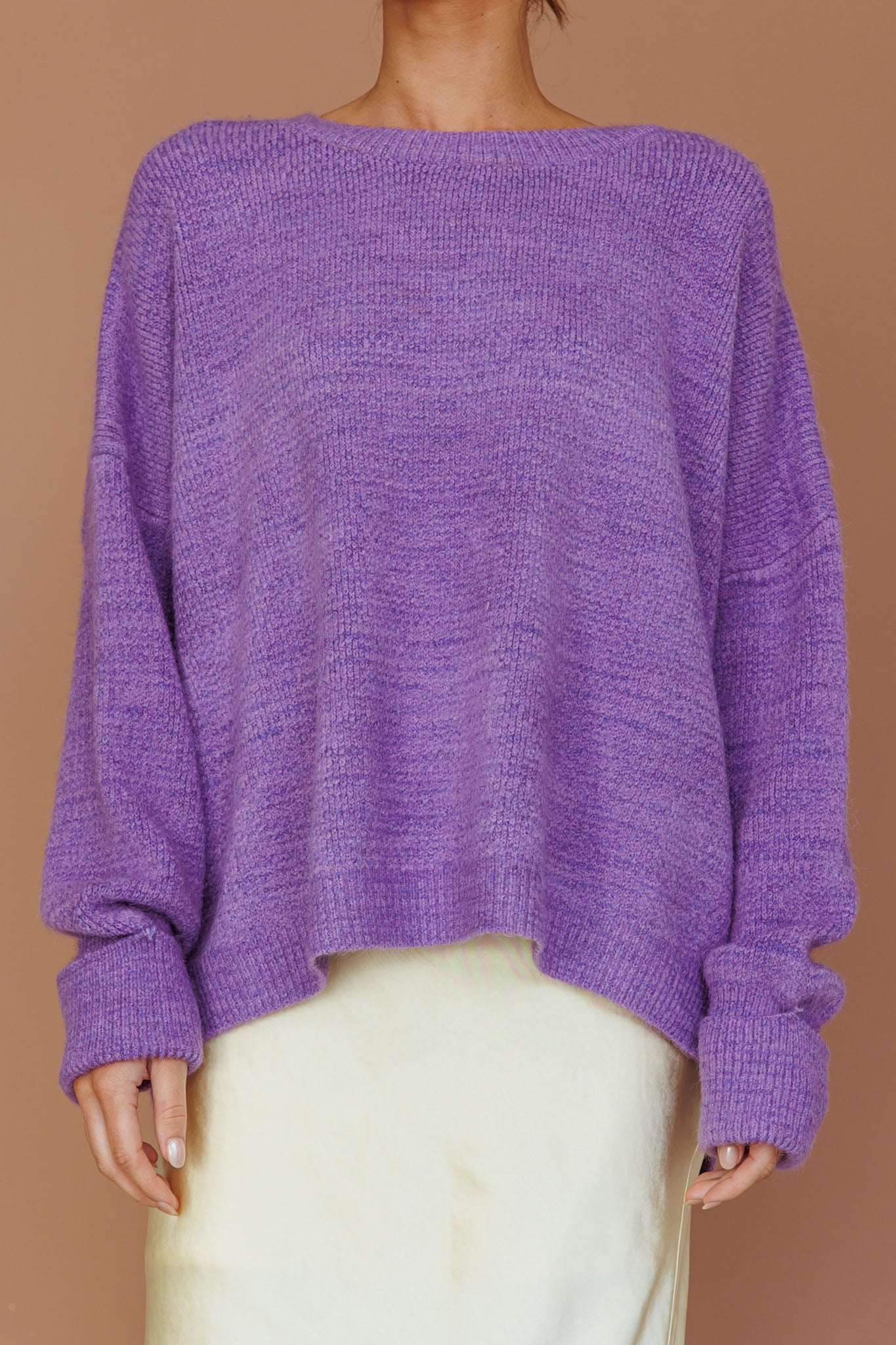 Kayce Dropped Shoulder Knit Sweater Purple by Selfie Leslie Australia