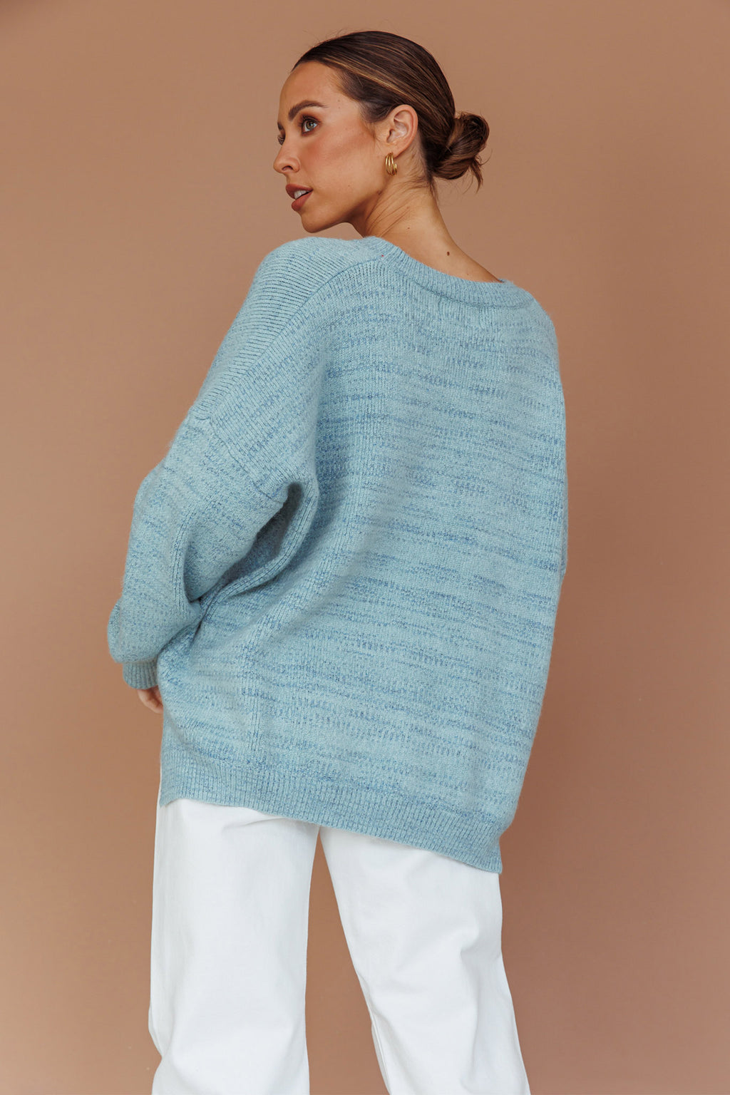 Kayce Dropped Shoulder Knit Sweater Sky Blue by Selfie Leslie Australia