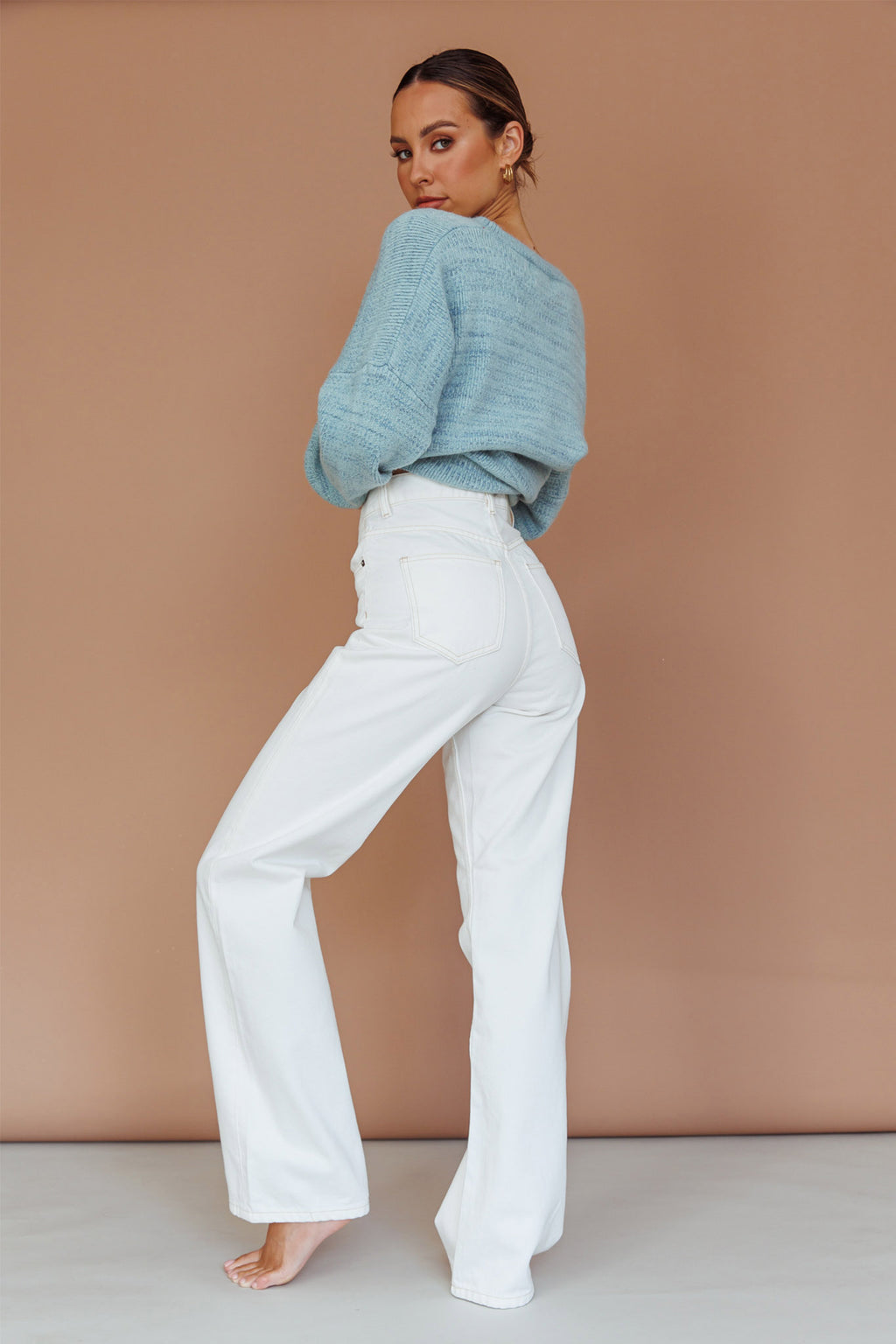 Kayce Dropped Shoulder Knit Sweater Sky Blue by Selfie Leslie Australia