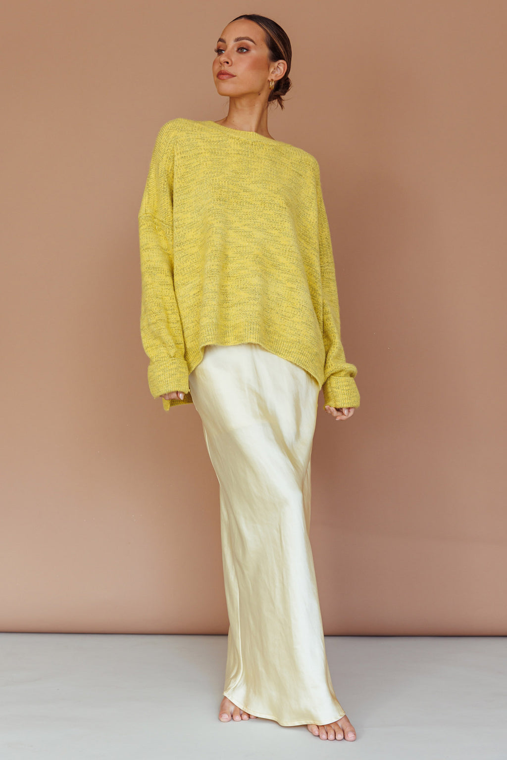 Kayce Dropped Shoulder Knit Sweater Yellow by Selfie Leslie Australia