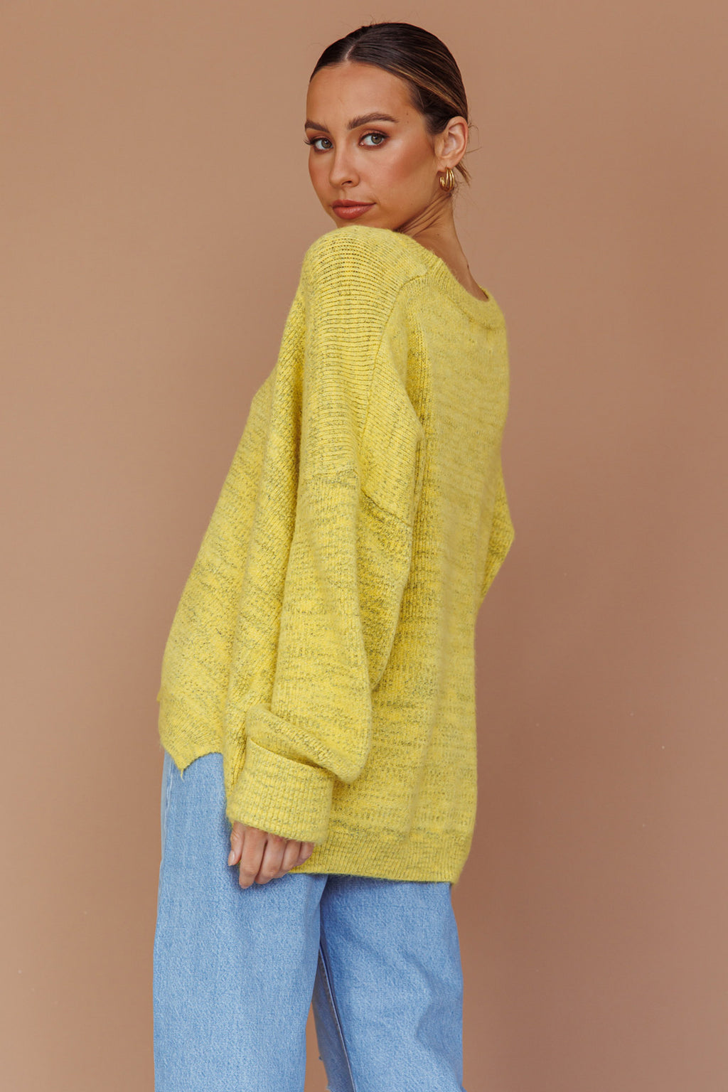 Kayce Dropped Shoulder Knit Sweater Yellow by Selfie Leslie Australia