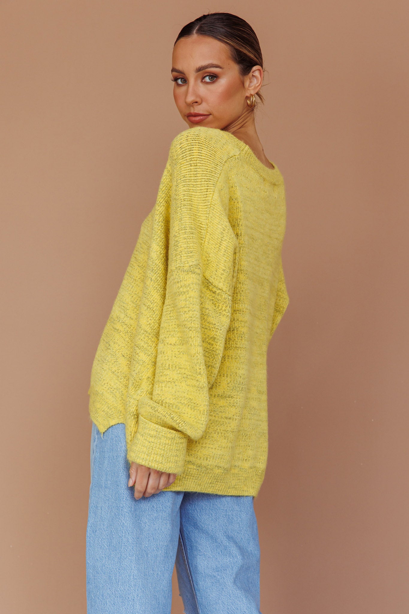 Kayce Dropped Shoulder Knit Sweater Yellow by Selfie Leslie Australia