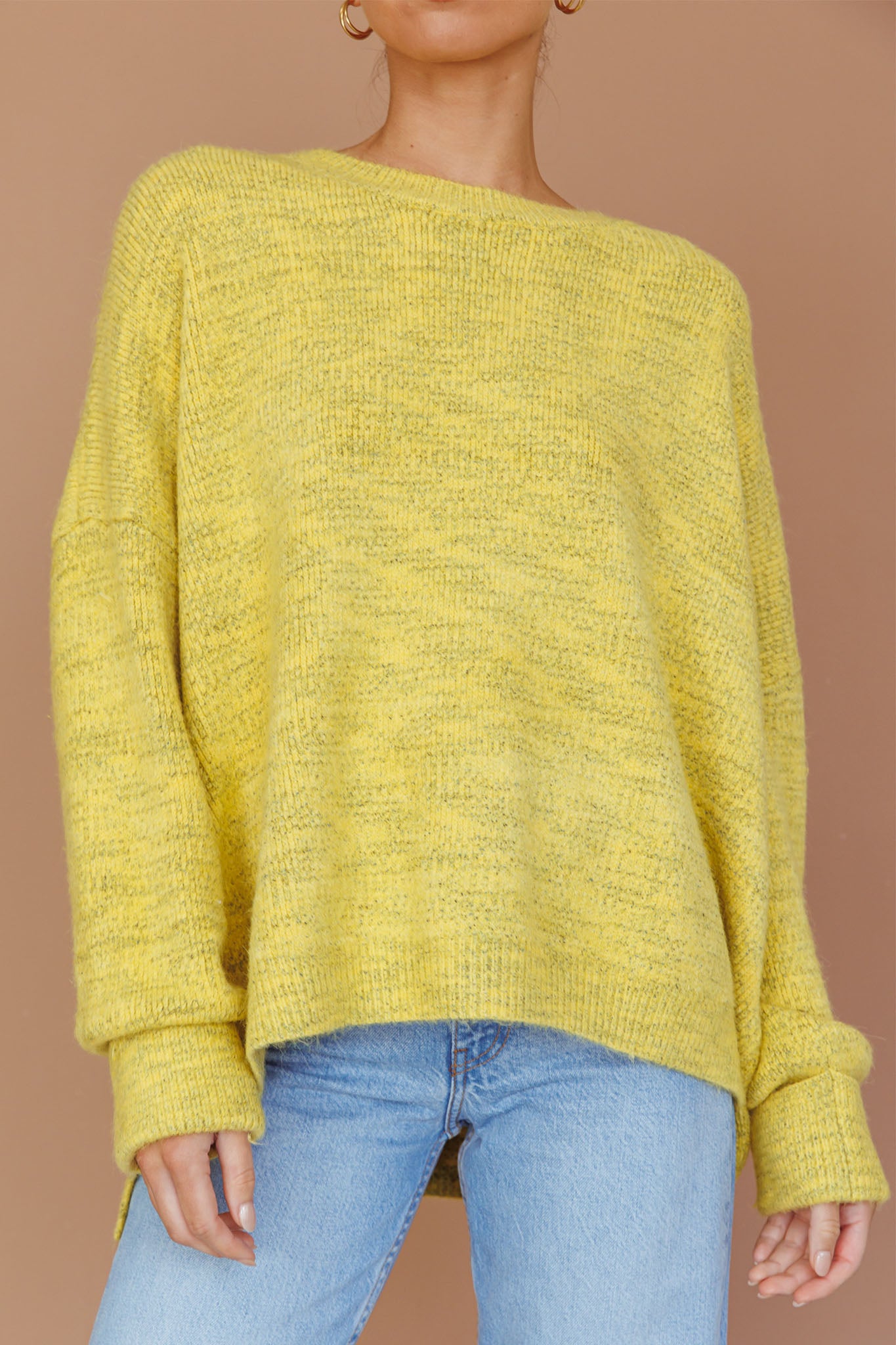 Kayce Dropped Shoulder Knit Sweater Yellow by Selfie Leslie Australia