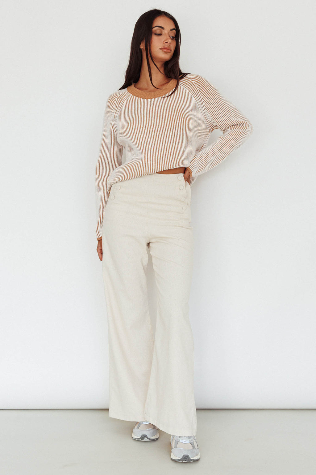 Trafalgur Ribbed Knit Sweater Camel by Selfie Leslie Australia
