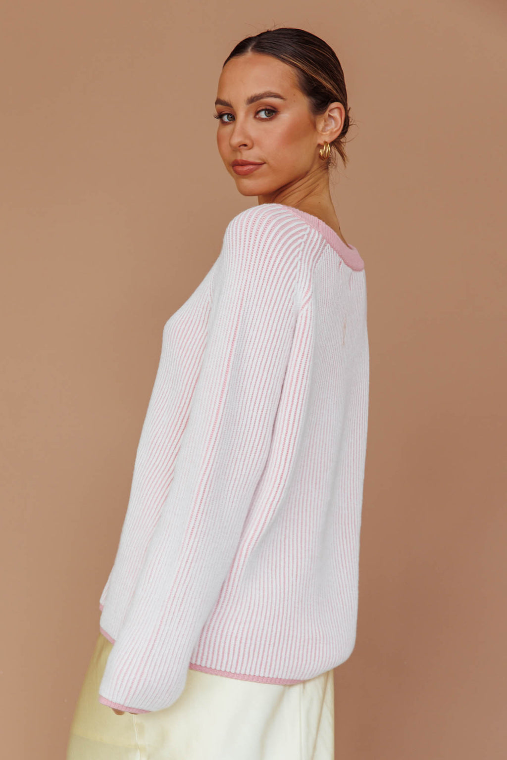 Trafalgur Ribbed Knit Sweater Pink by Selfie Leslie Australia