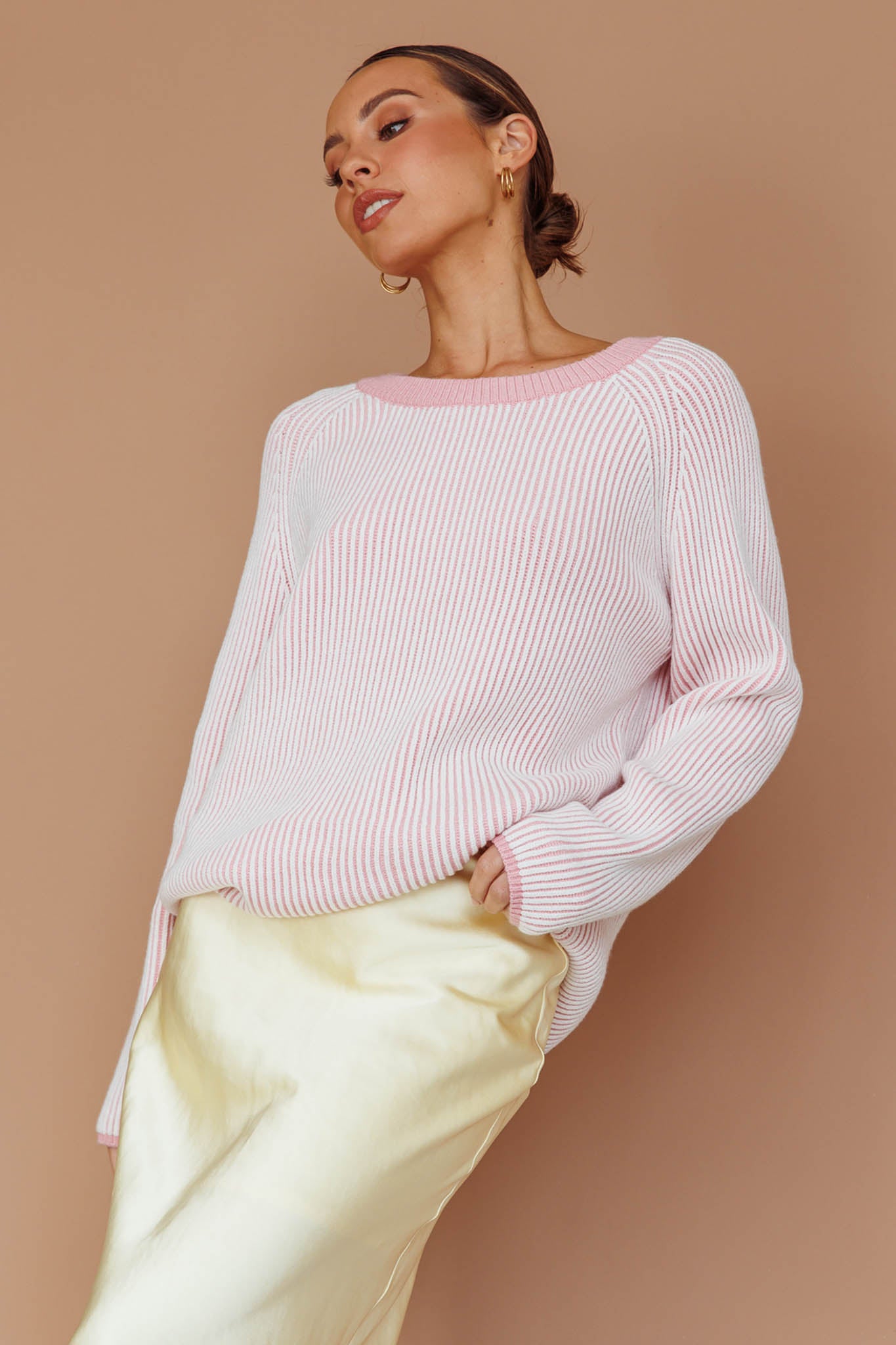 Trafalgur Ribbed Knit Sweater Pink by Selfie Leslie Australia