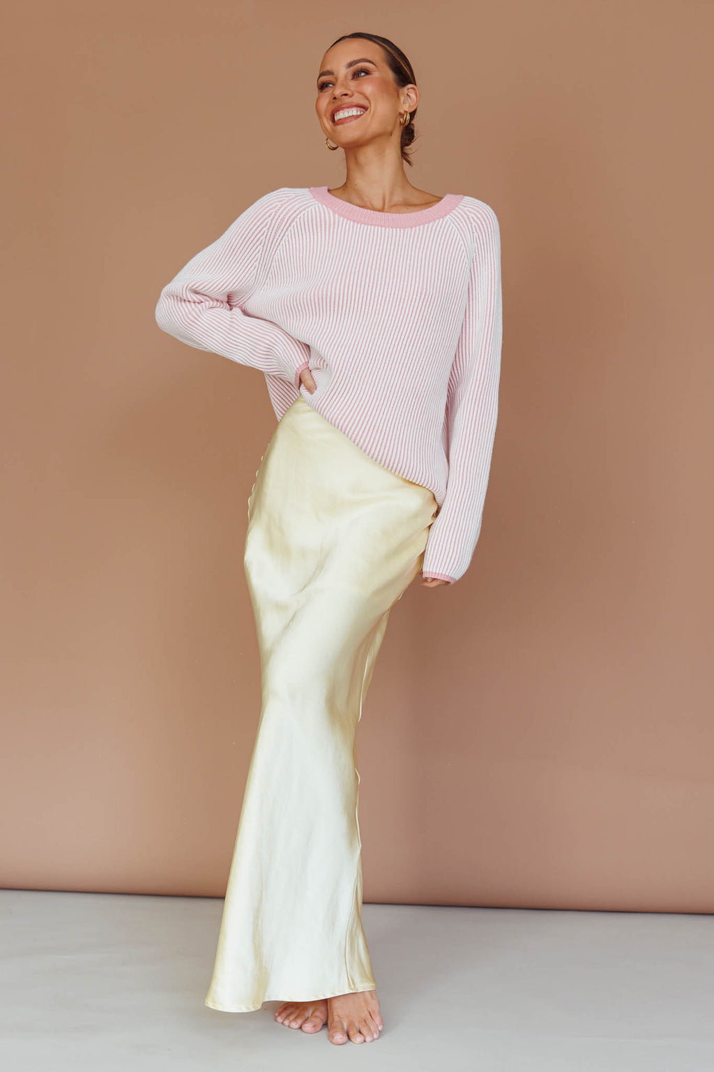 Trafalgur Ribbed Knit Sweater Pink by Selfie Leslie Australia