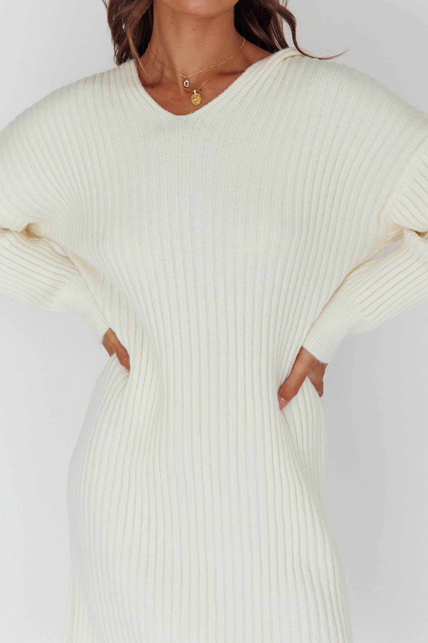Autumn Hooded Sweater Midi Dress White by Selfie Leslie Australia