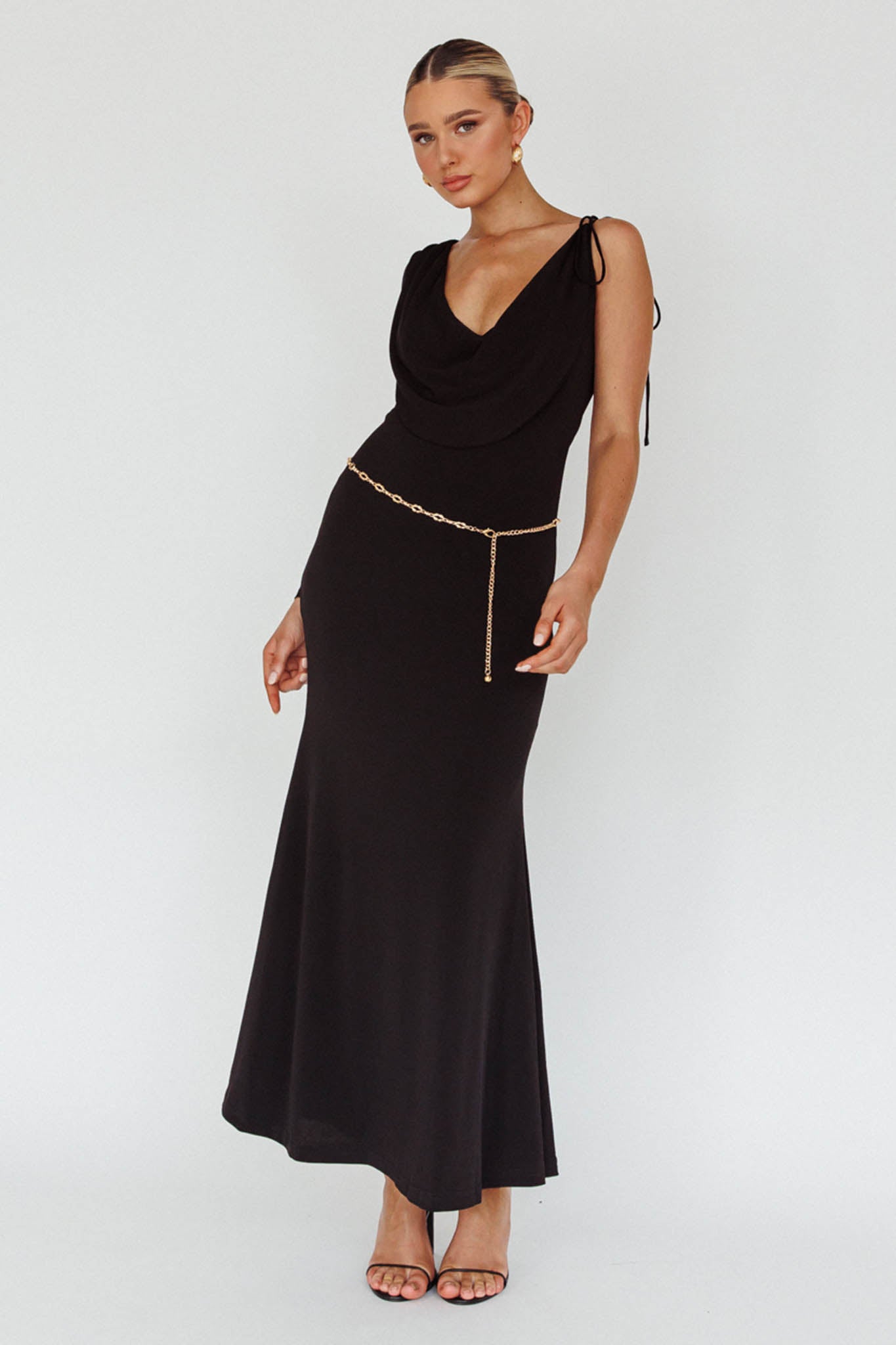 Star Walker One Sleeve Maxi Dress Black by Selfie Leslie Australia