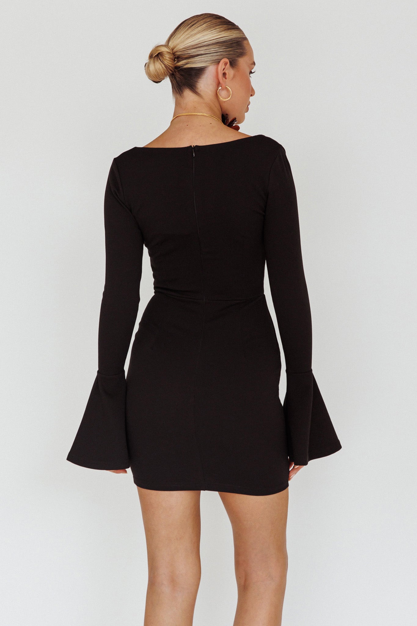 Maris Flared Cuff Mini Dress Black by Selfie Leslie Australia