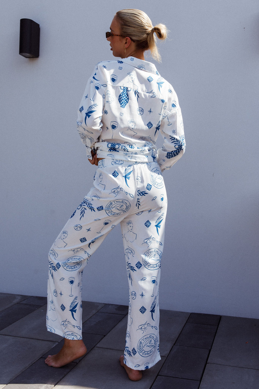 Weekend Bliss Pants Printed White by Selfie Leslie Australia