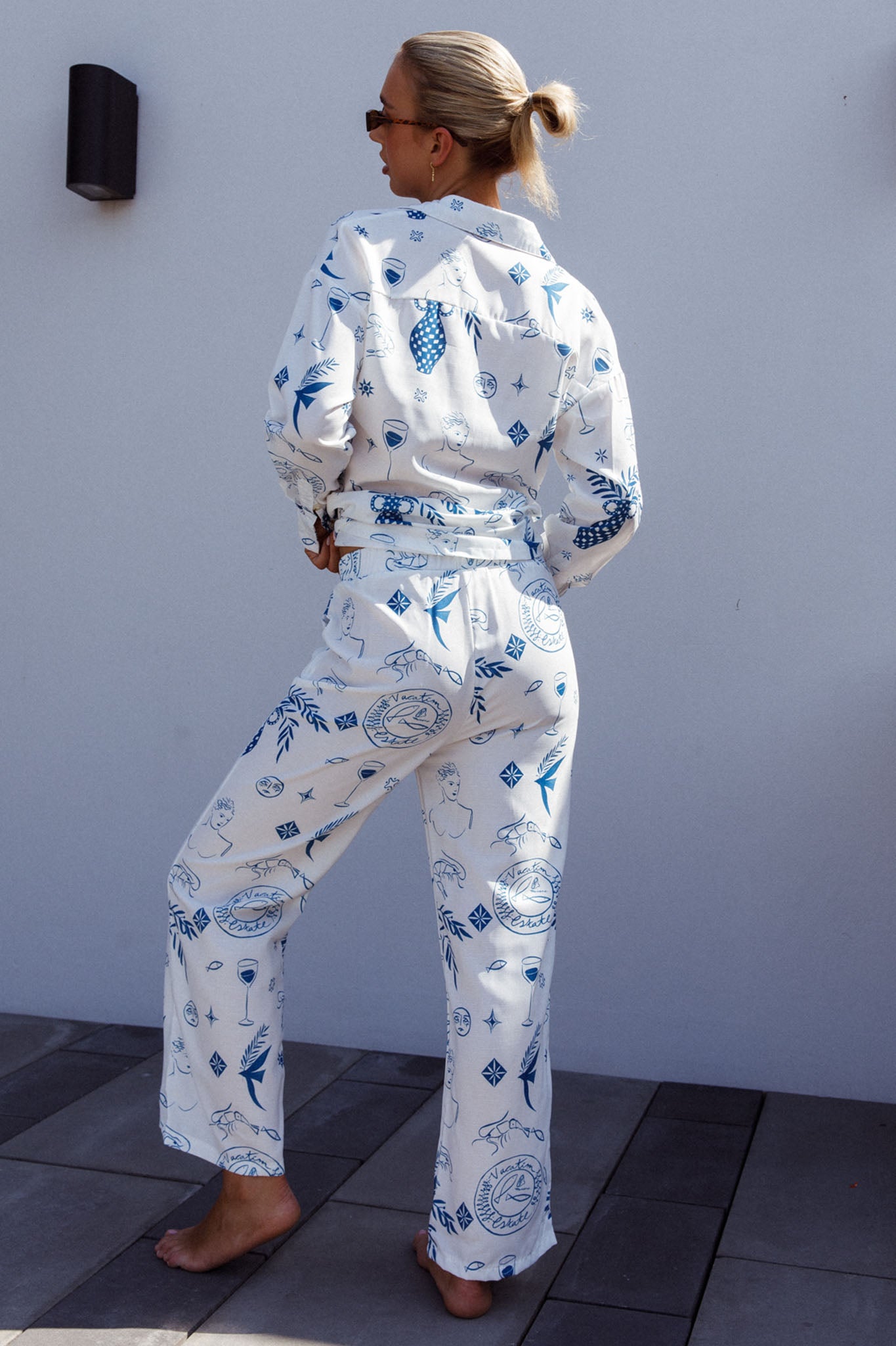 Weekend Bliss Pants Printed White by Selfie Leslie Australia