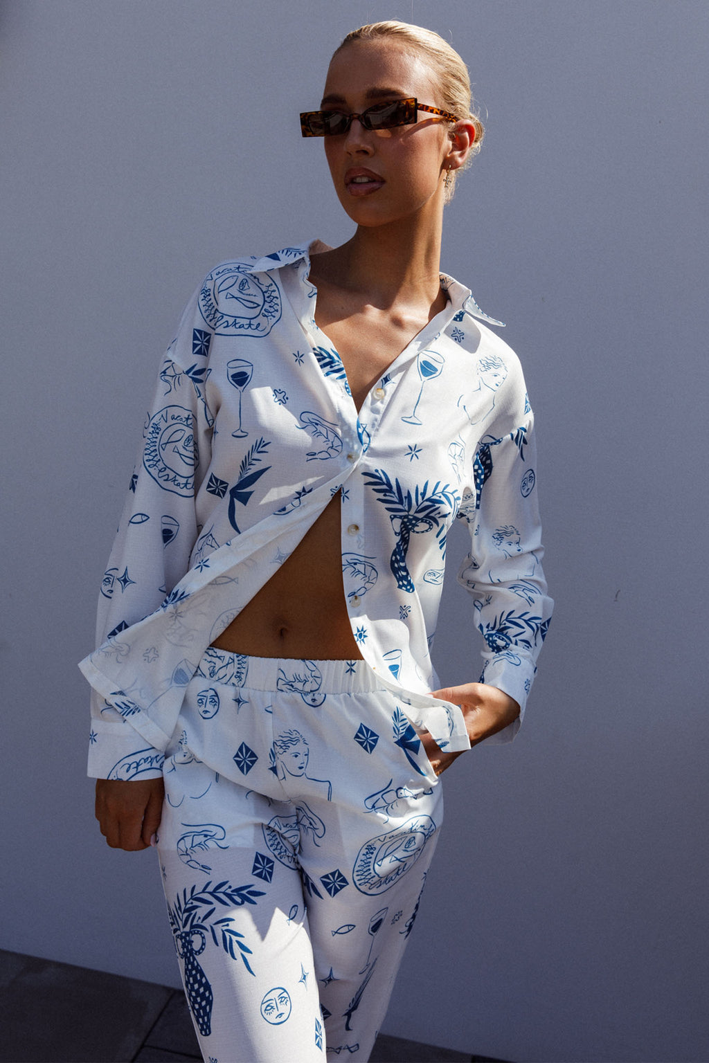 Weekend Bliss Pants Printed White by Selfie Leslie Australia