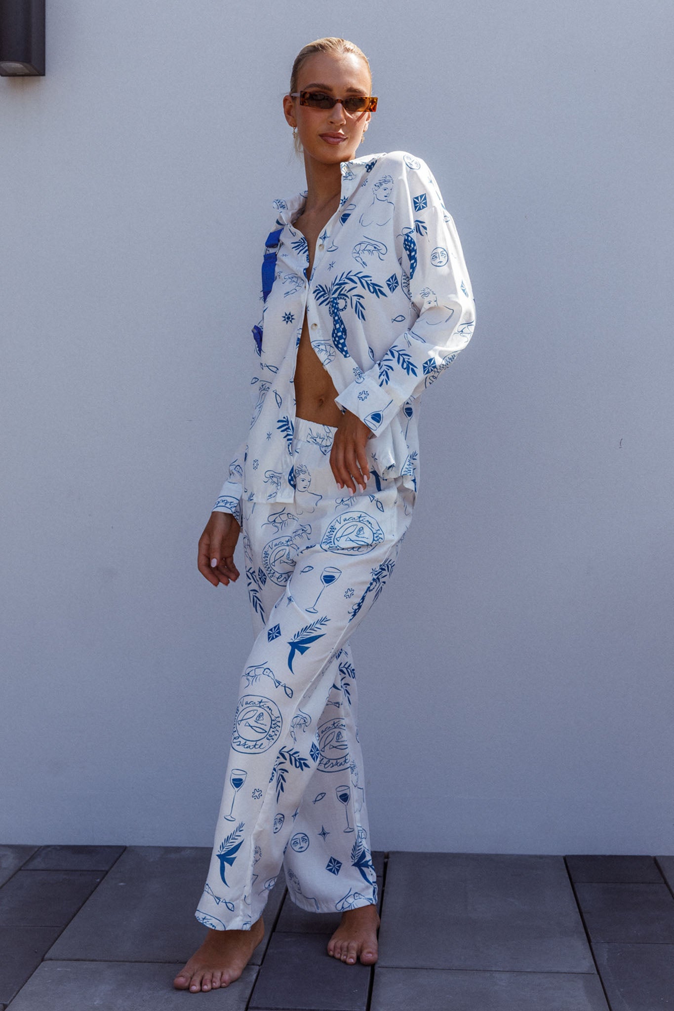 Weekend Bliss Long Sleeve Button Shirt White by Selfie Leslie Australia