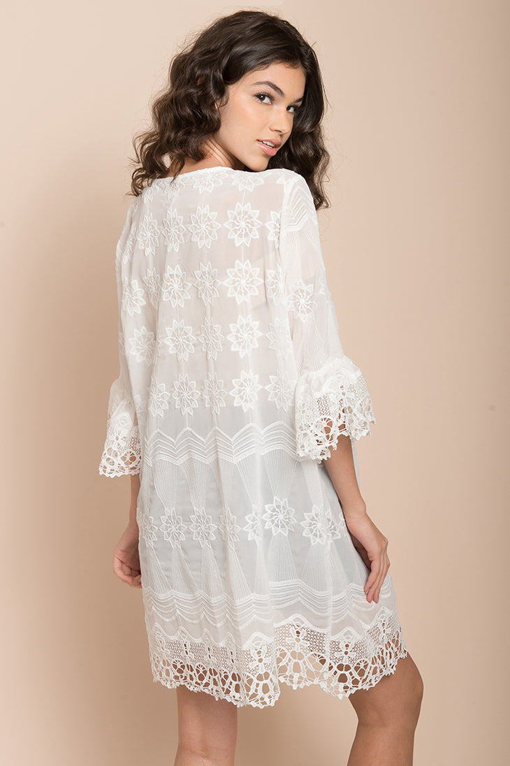 Laurie Floral Cardigan White by Selfie Leslie