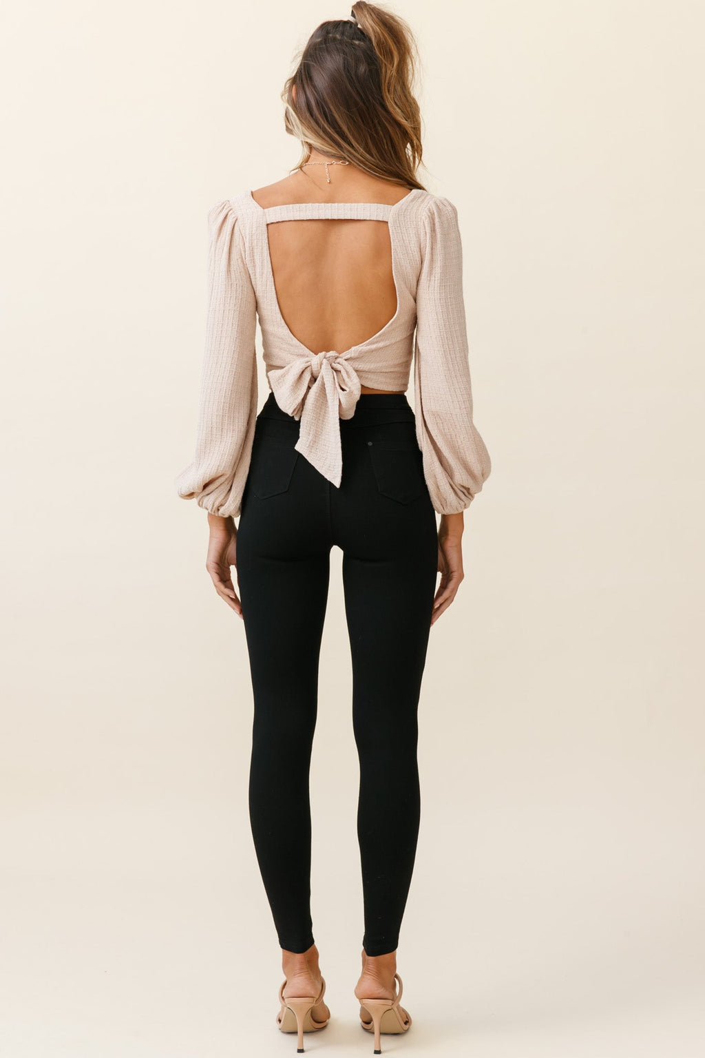 Charleston High-Waisted Ripped Detail Skinny Leg Pants Black by Selfie Leslie