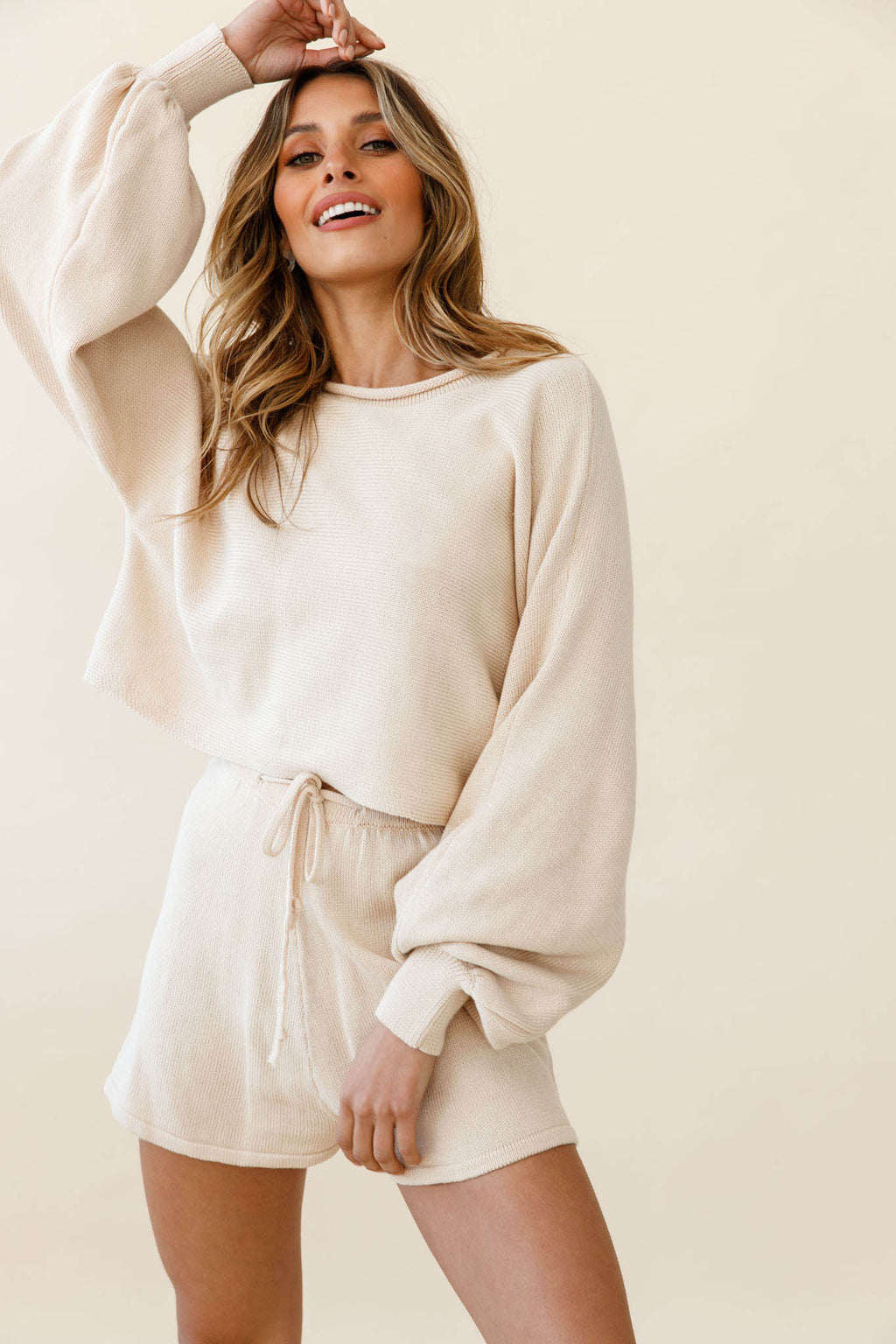 Easy Breezy Long Sleeve Midi Sweater Beige by Selfie Leslie