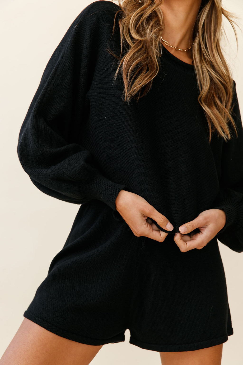 Easy Breezy Long Sleeve Midi Sweater Black by Selfie Leslie