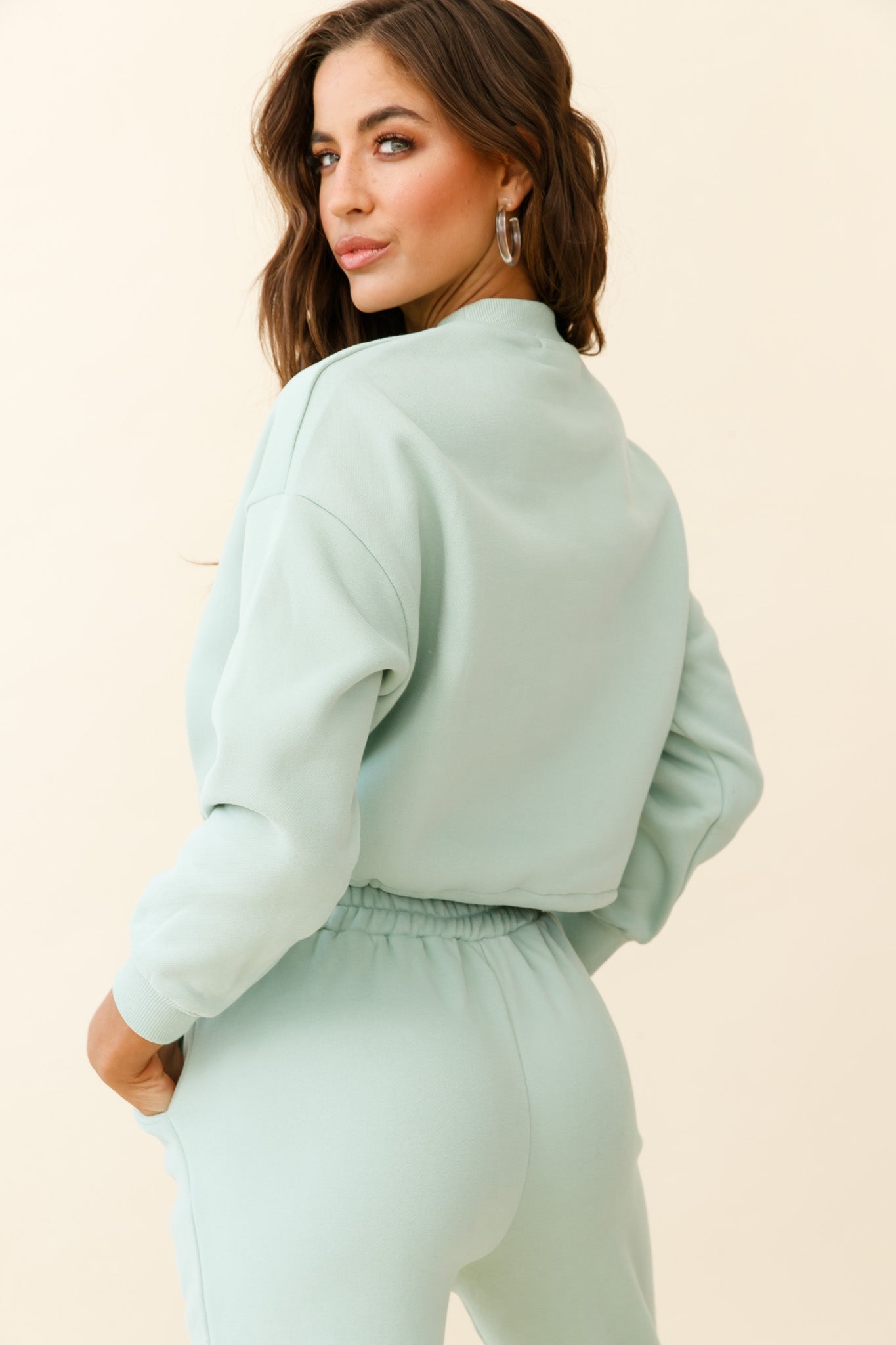 Monterey Long Sleeve Pull String Sweater Green by Selfie Leslie