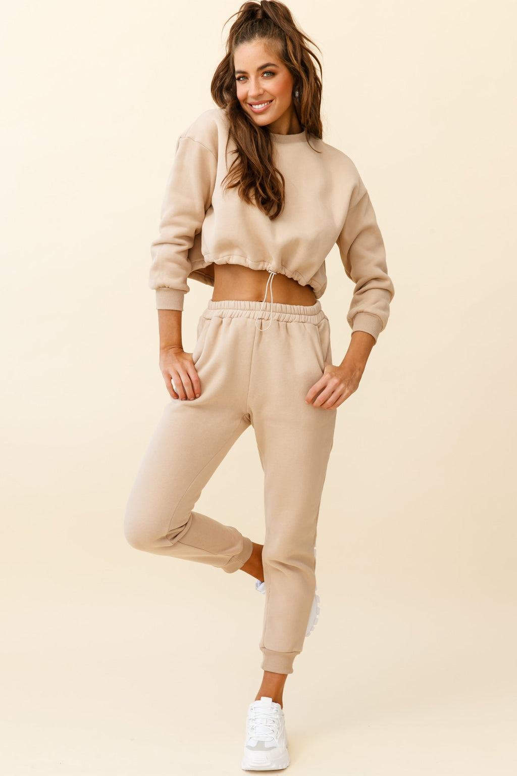 Monterey Elasticated Waist Jogger Pants Tan by Selfie Leslie
