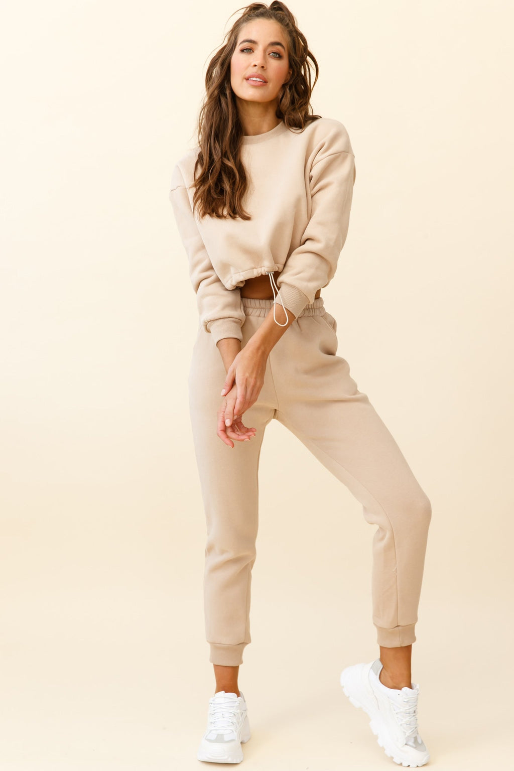 Monterey Elasticated Waist Jogger Pants Tan by Selfie Leslie
