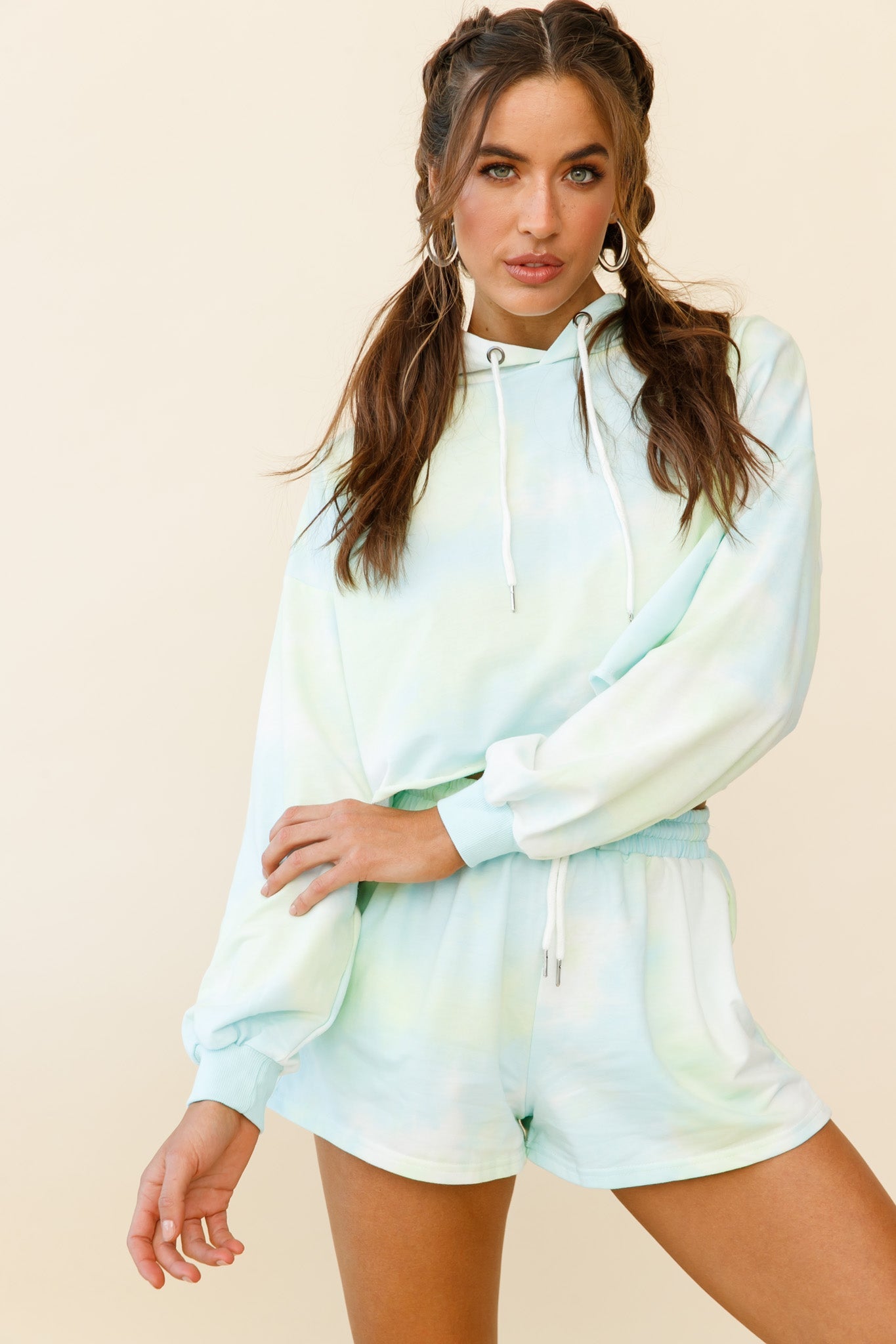 September Sun Crop Length Hoodie Green by Selfie Leslie