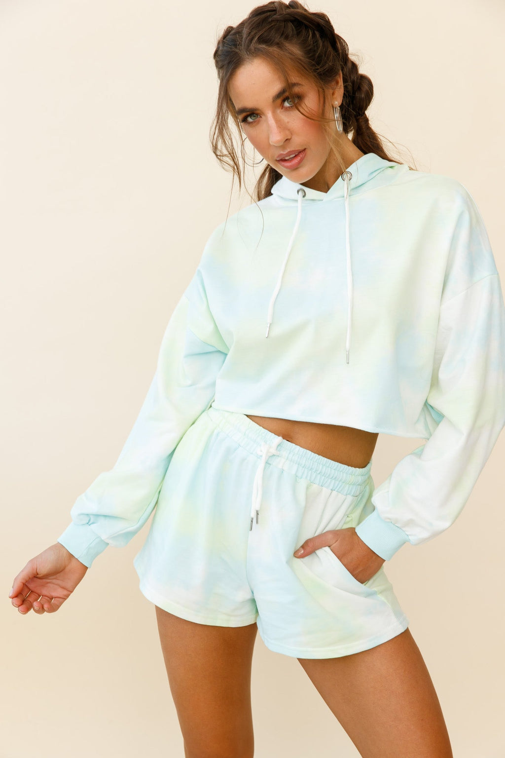 September Sun Crop Length Hoodie Green by Selfie Leslie