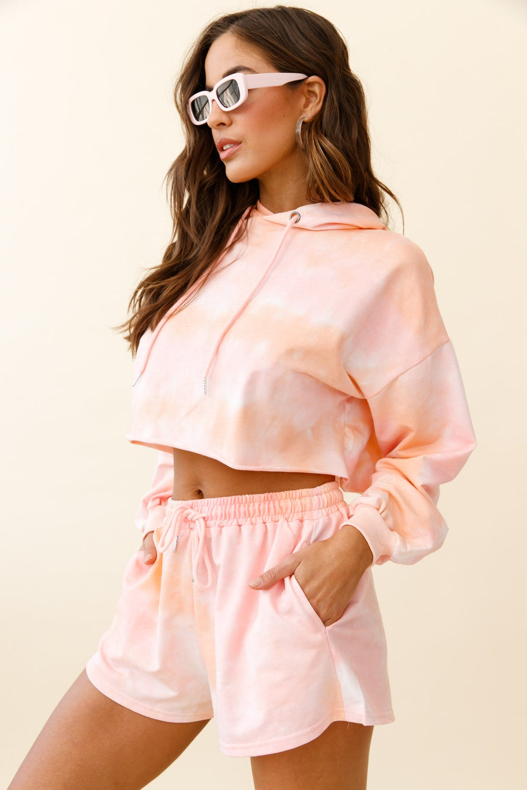 September Sun Crop Length Hoodie Pink by Selfie Leslie