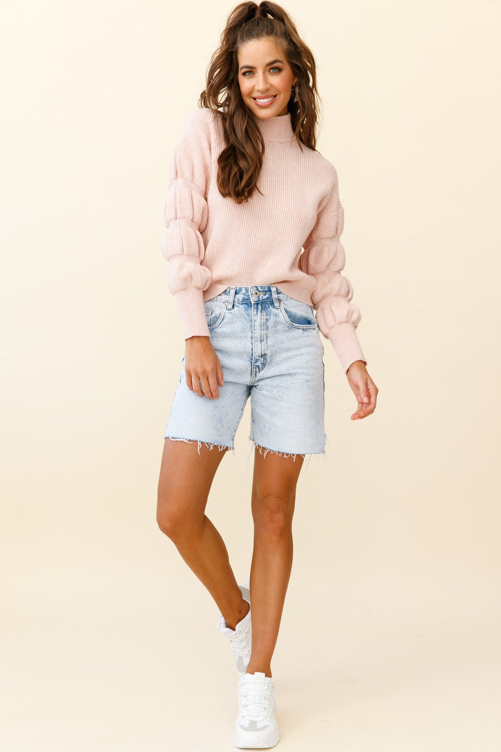 Daybreaker Long Sleeve Turtleneck Sweater Pink by Selfie Leslie