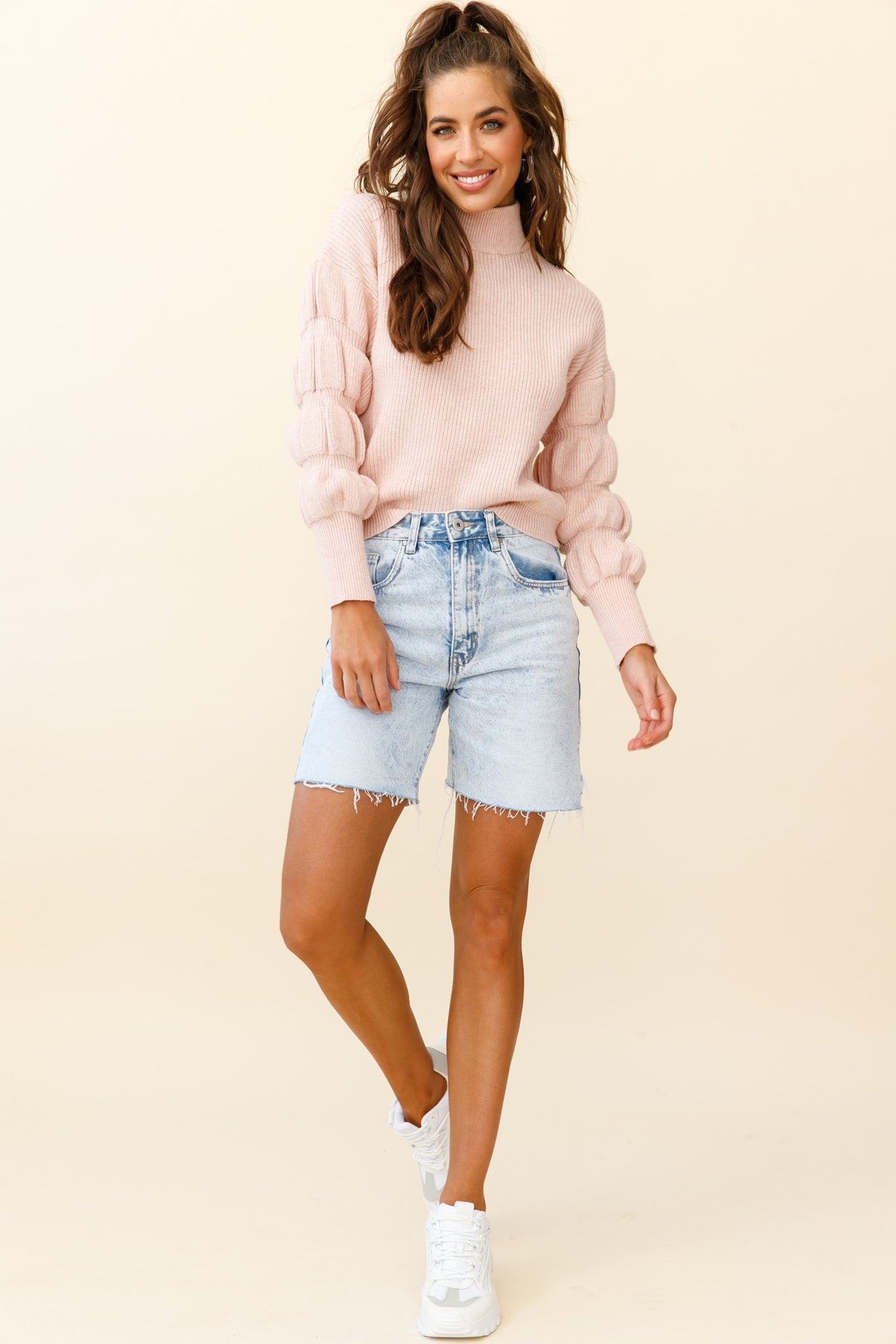 Daybreaker Long Sleeve Turtleneck Sweater Pink by Selfie Leslie