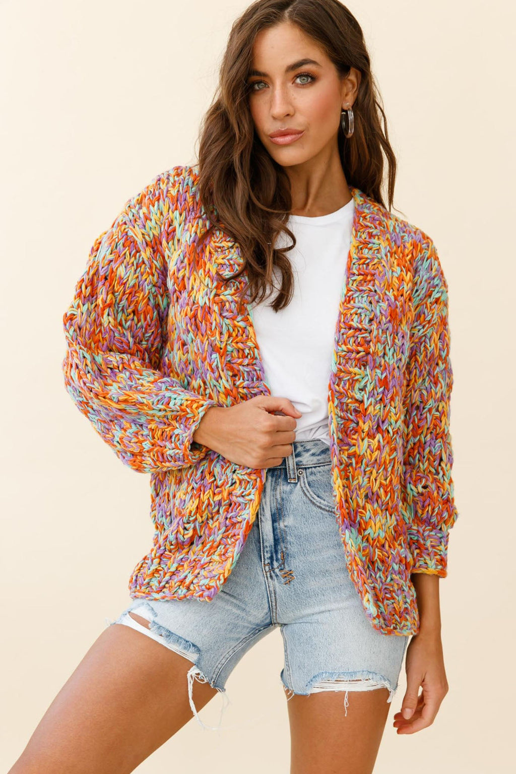 Santa Ana Chunky Knit Cardigan Funfetti by Selfie Leslie