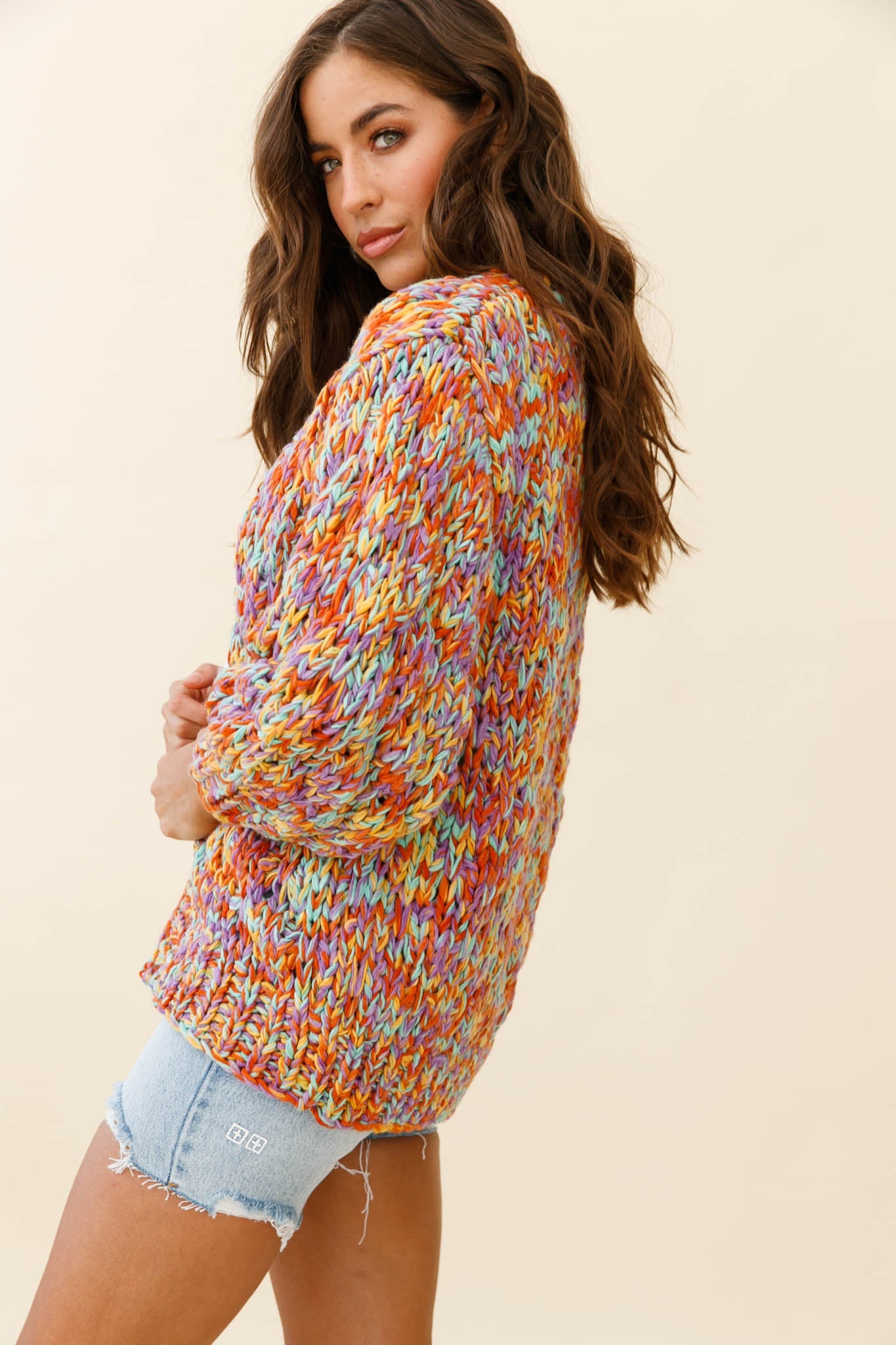 Santa Ana Chunky Knit Cardigan Funfetti by Selfie Leslie