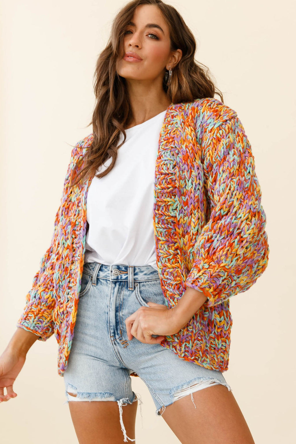 Santa Ana Chunky Knit Cardigan Funfetti by Selfie Leslie