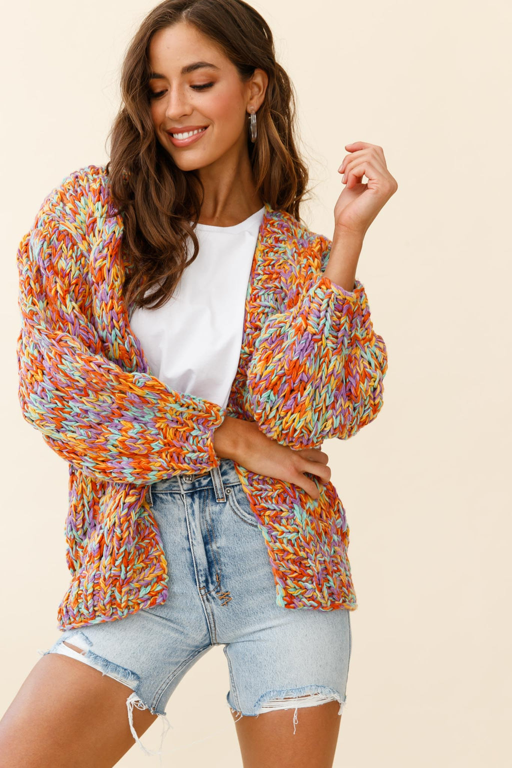 Santa Ana Chunky Knit Cardigan Funfetti by Selfie Leslie