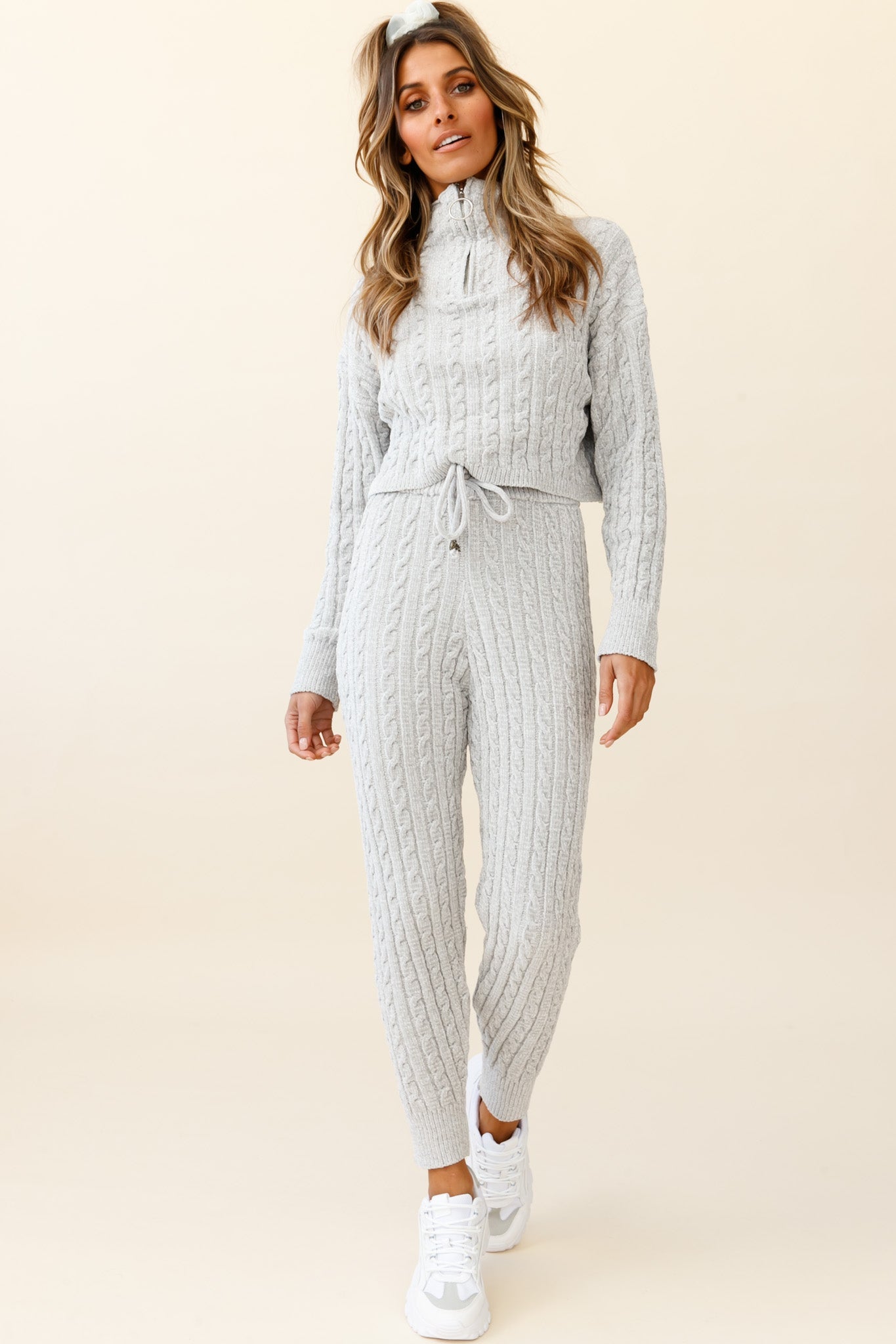 Breckenridge Long Cable Knit Pants Grey by Selfie Leslie