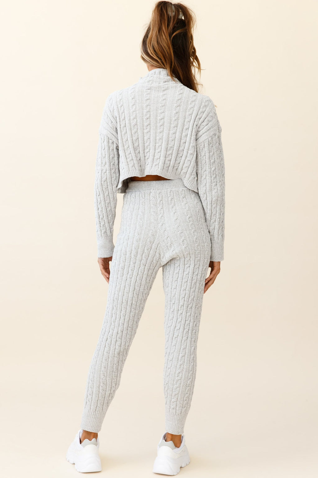 Breckenridge Long Cable Knit Pants Grey by Selfie Leslie