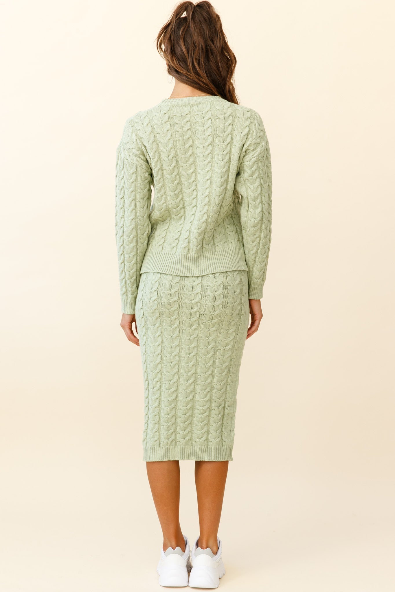 Cozy Up Cable Knit Sweater Green by Selfie Leslie