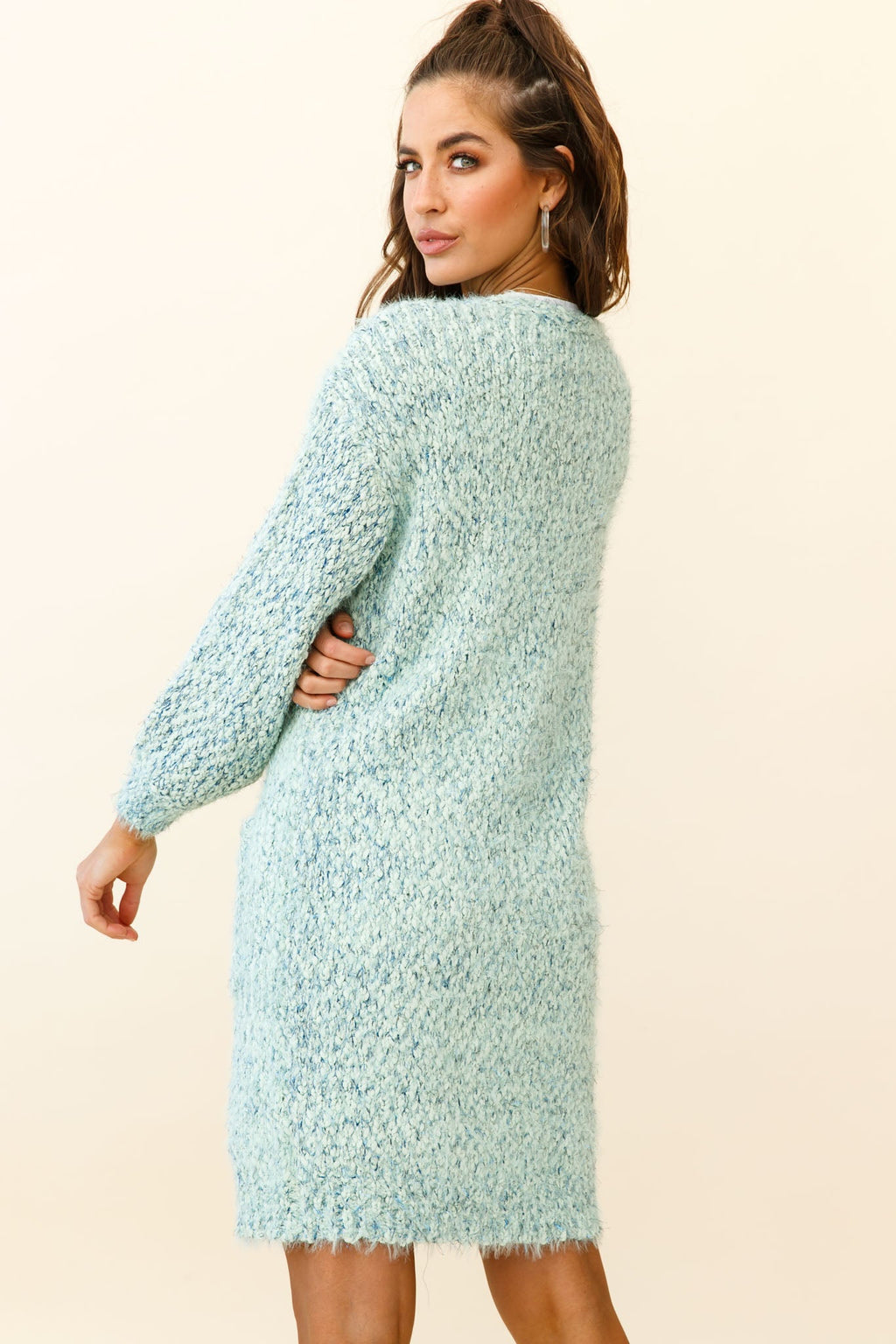 Johanna Long Sleeve Pocket Cardigan Mottled Green by Selfie Leslie