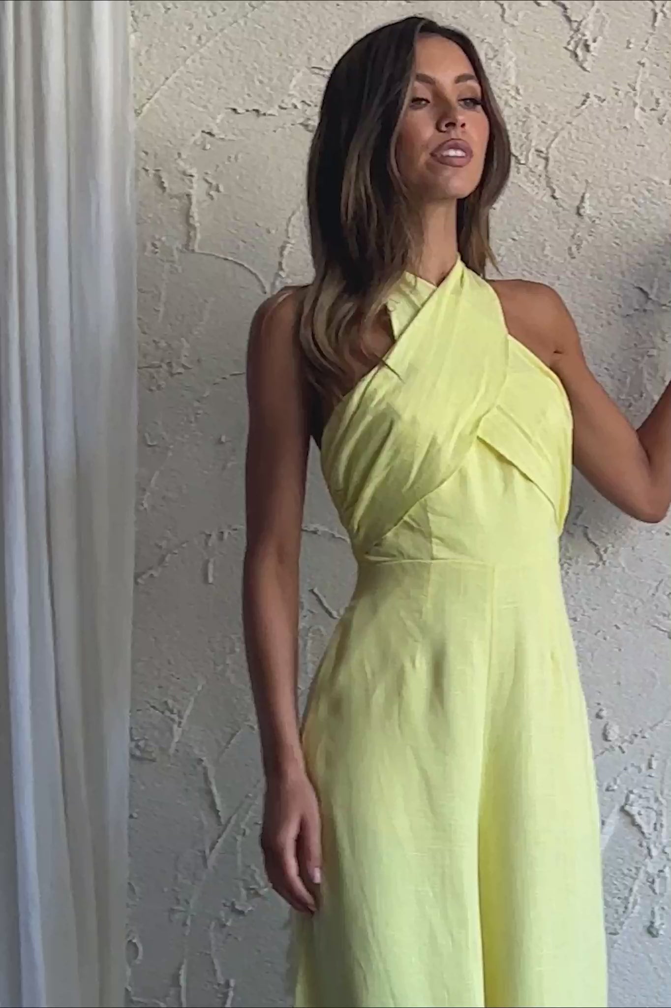 Stars Align Halterneck Jumpsuit Lemon
