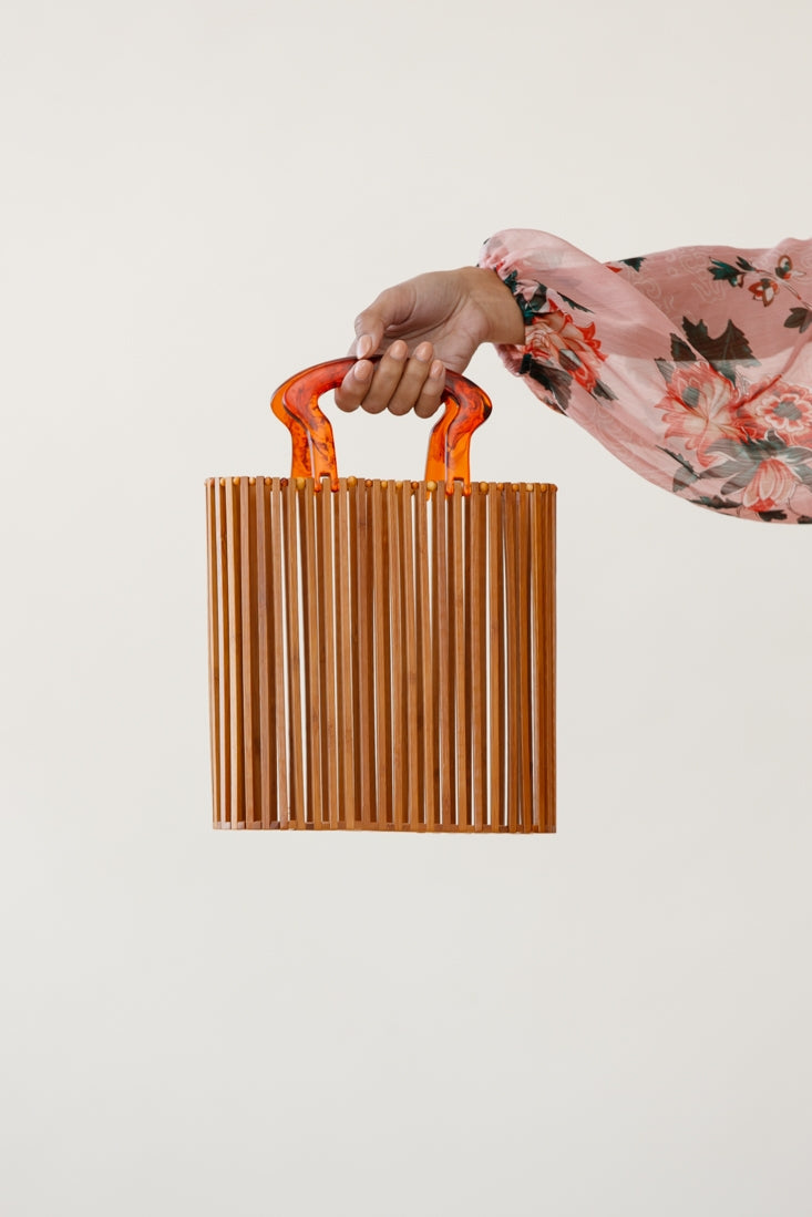 Harmony Wooden Slat Tote Natural by Selfie Leslie