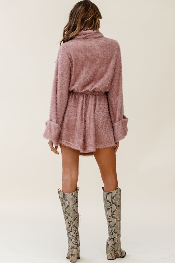 Kiara High Neck Kimono Sleeve Knit Dress Blush by Selfie Leslie