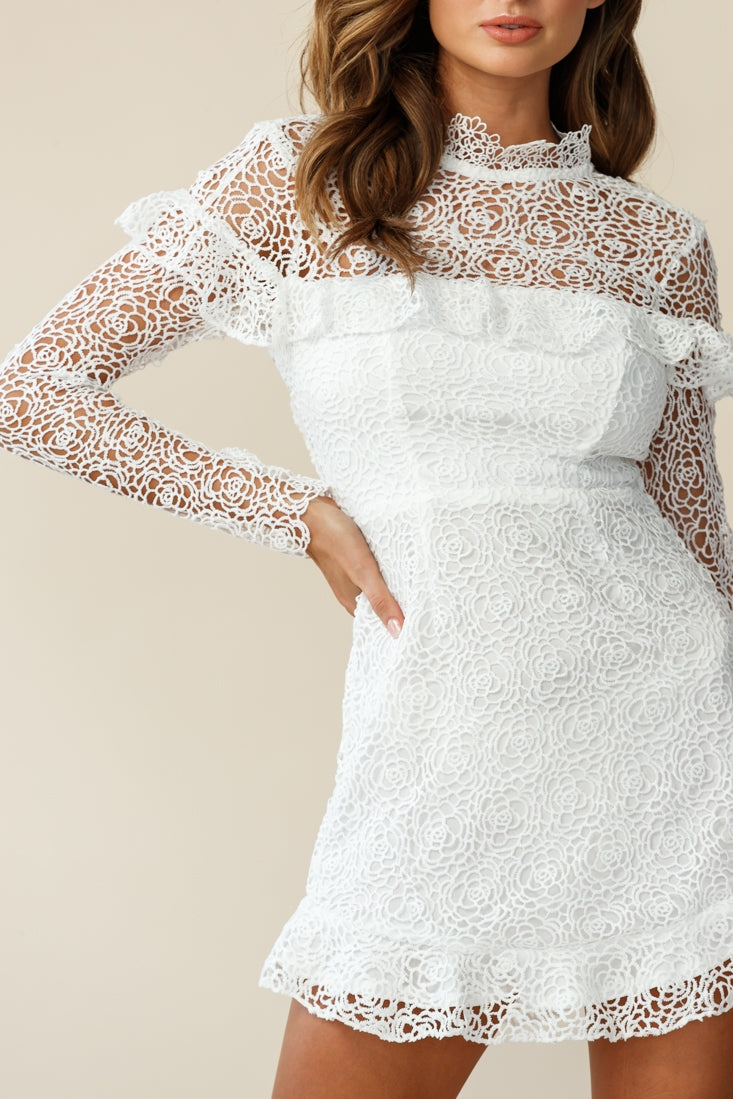 Banks Open Back Lace Overlay Dress White by Selfie Leslie