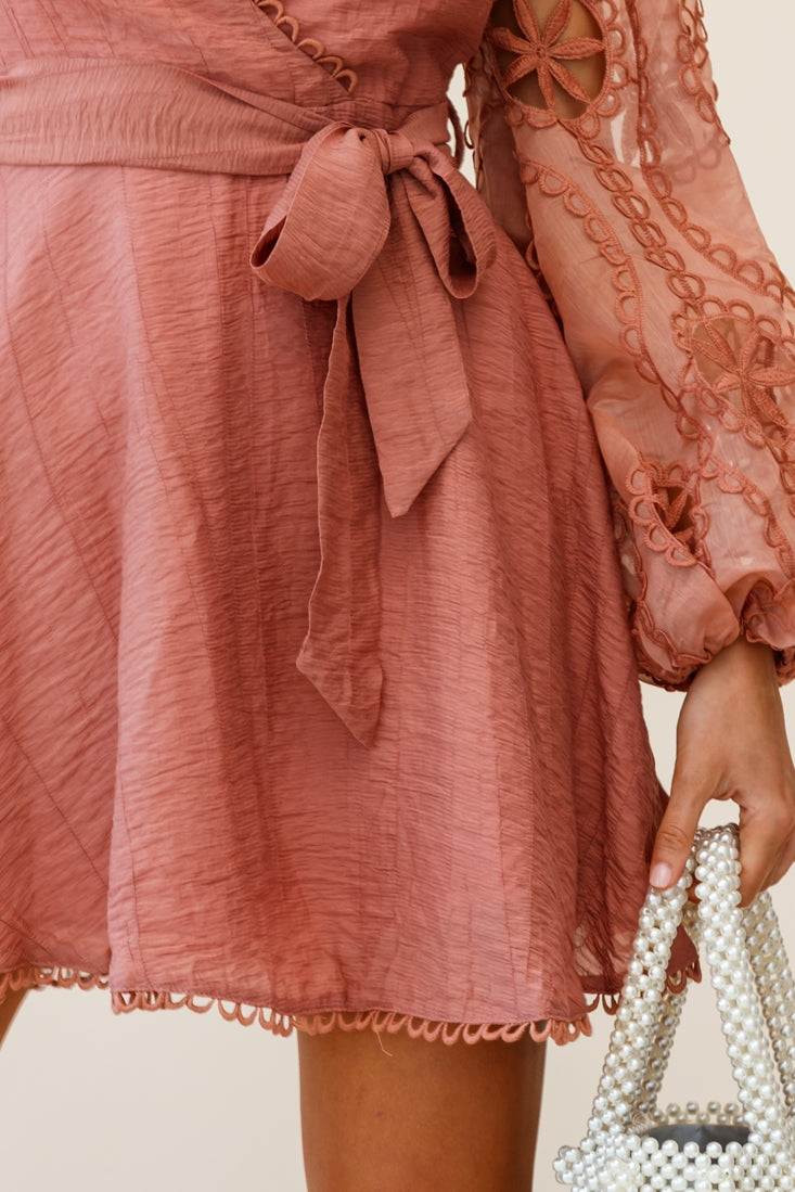 Shop the Dali Embroidered Chiffon Balloon Sleeve Dress Rose | Selfie ...