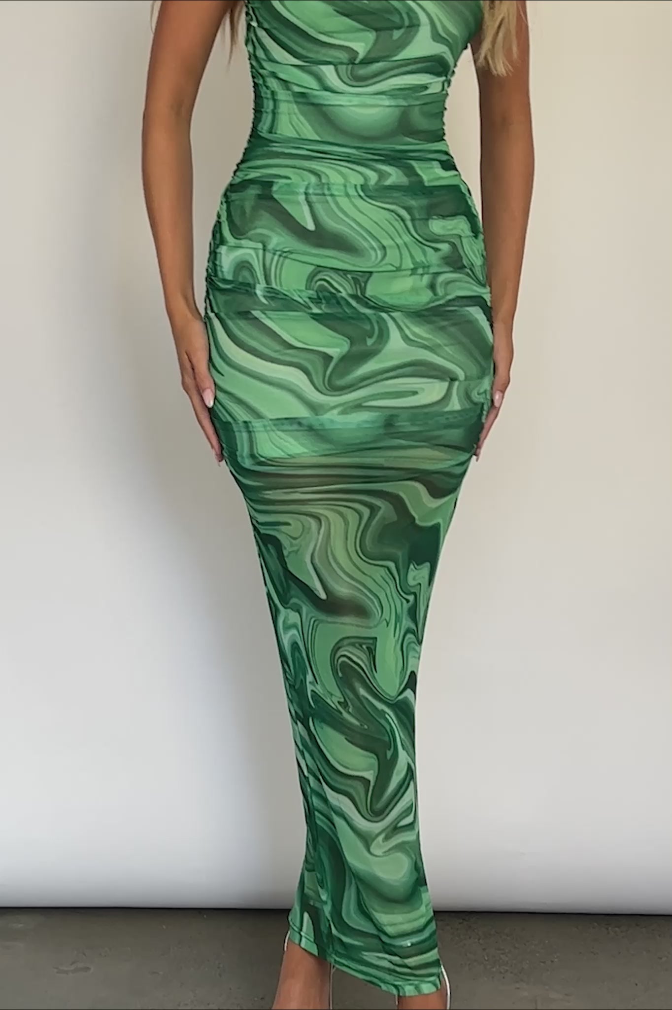 Love In Miami Lace-Up Back Maxi Dress Marble Green