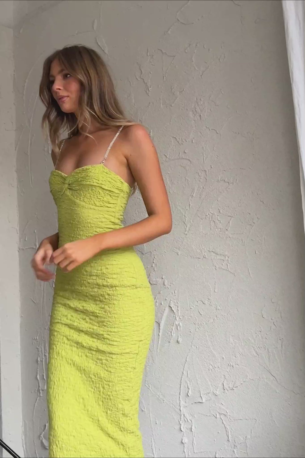 Tiffani Diamante Strap Midi Dress Apple